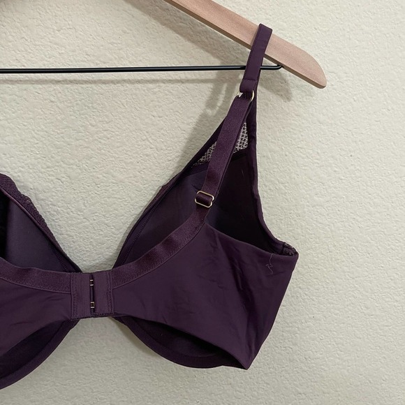 ThirdLove Geo Lace Plunge Memory Foam Mesh Underwire T-Shirt Bra Plum Purple 34G - Picture 9 of 11